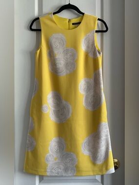 Tommy Hilfiger Yellow Shift Dress with White Rose Motif
